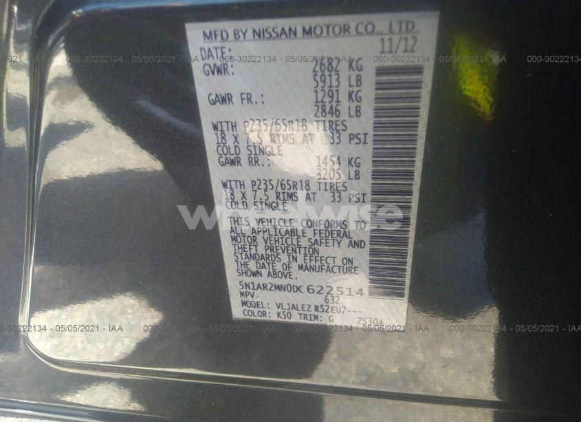 Photo 9 of 2013 Nissan Pathfinder SV (VIN 5N1AR2MN0DC622514)