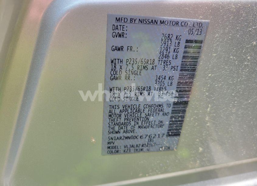 Photo 9 of 2013 Nissan Pathfinder S (VIN 5N1AR2MN0DV676217)