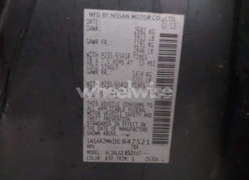 Photo 9 of 2013 Nissan Pathfinder SL (VIN 5N1AR2MN1DC647521)