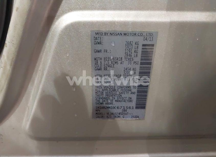 Photo 9 of 2013 Nissan Pathfinder SV (VIN 5N1AR2MN1DC671561)