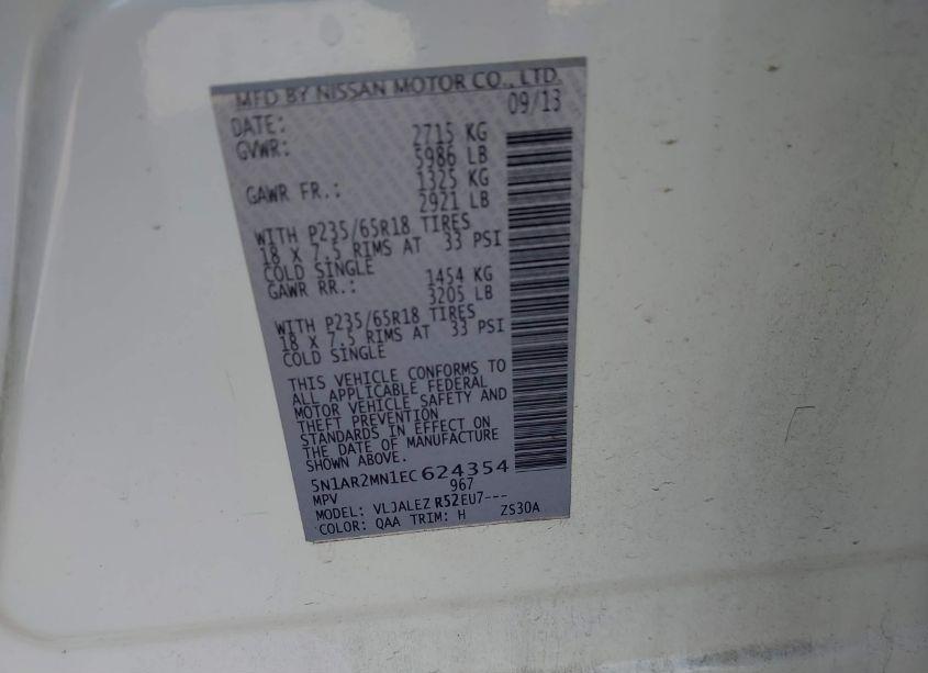 Photo 9 of 2014 Nissan Pathfinder SV (VIN 5N1AR2MN1EC624354)