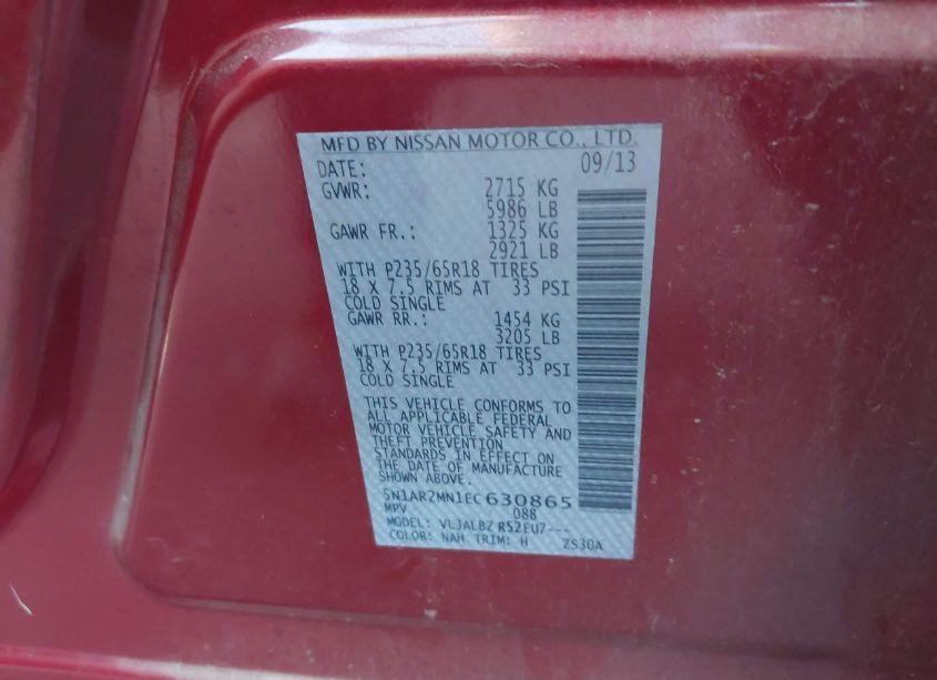 Photo 9 of 2014 Nissan Pathfinder S (VIN 5N1AR2MN1EC630865)