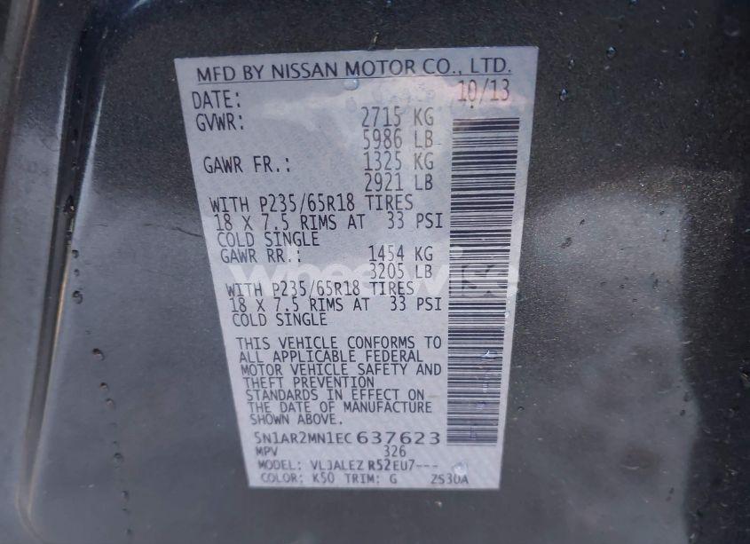 Photo 9 of 2014 Nissan Pathfinder SV (VIN 5N1AR2MN1EC637623)