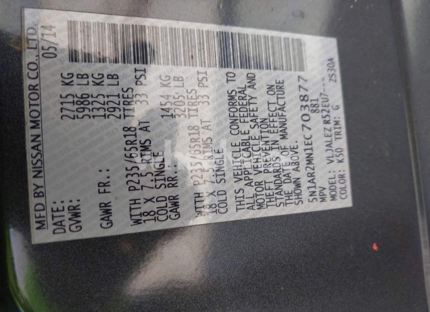 Photo 9 of 2014 Nissan Pathfinder SV (VIN 5N1AR2MN1EC703877)