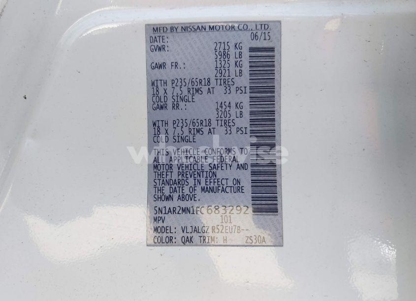 Photo 9 of 2015 Nissan Pathfinder SL (VIN 5N1AR2MN1FC683292)