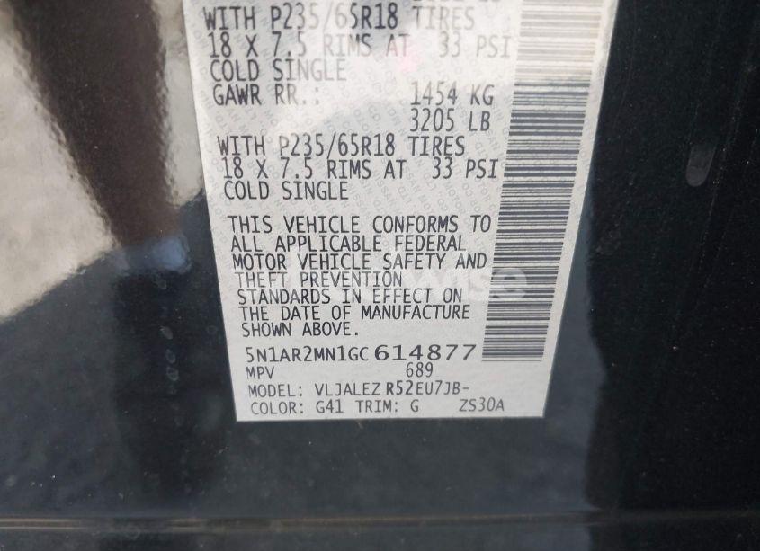 Photo 9 of 2016 Nissan Pathfinder SV (VIN 5N1AR2MN1GC614877)