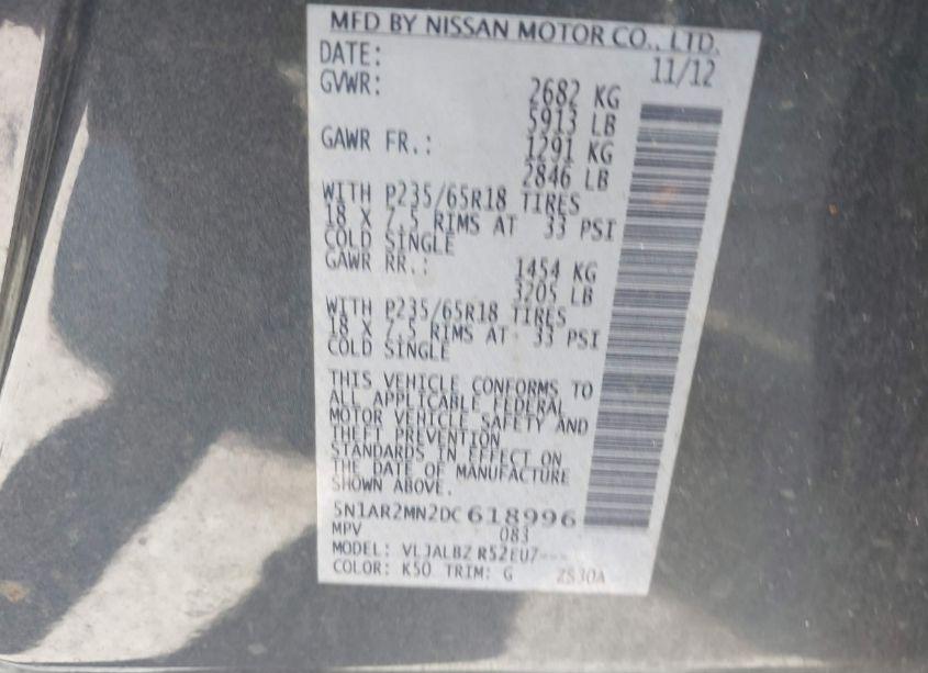 Photo 9 of 2013 Nissan Pathfinder S (VIN 5N1AR2MN2DC618996)