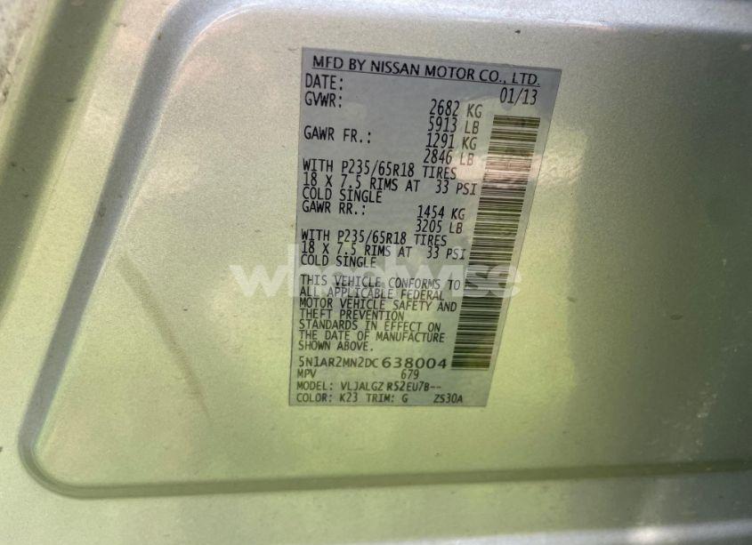 Photo 8 of 2013 Nissan Pathfinder SL (VIN 5N1AR2MN2DC638004)