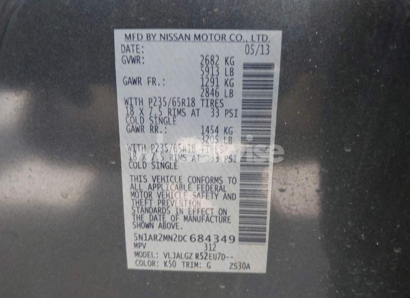 Photo 9 of 2013 Nissan Pathfinder SL (VIN 5N1AR2MN2DC684349)