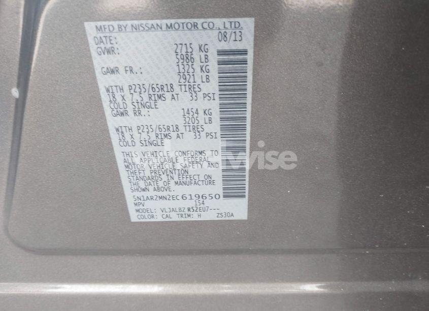 Photo 9 of 2014 Nissan Pathfinder S (VIN 5N1AR2MN2EC619650)