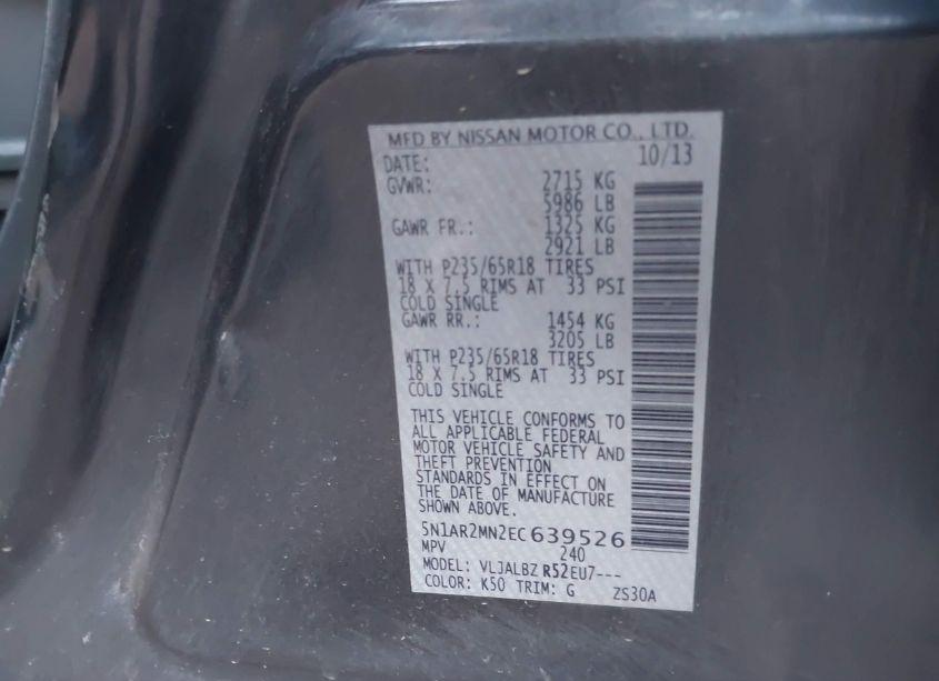 Photo 9 of 2014 Nissan Pathfinder S (VIN 5N1AR2MN2EC639526)