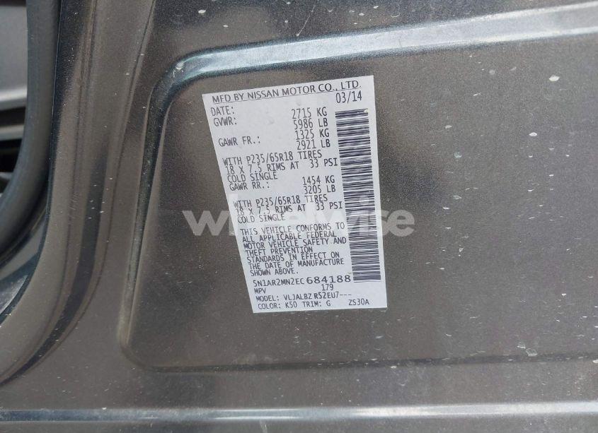 Photo 9 of 2014 Nissan Pathfinder S (VIN 5N1AR2MN2EC684188)