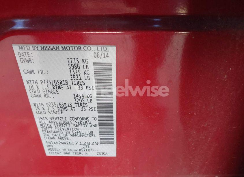 Photo 9 of 2014 Nissan Pathfinder SL (VIN 5N1AR2MN2EC712829)