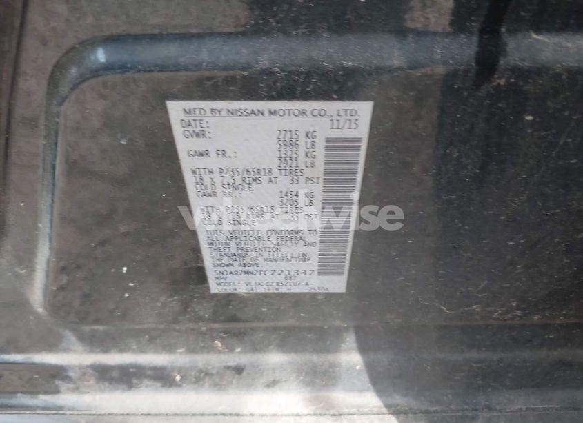 Photo 9 of 2015 Nissan Pathfinder S (VIN 5N1AR2MN2FC721337)