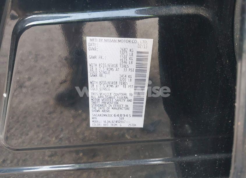 Photo 9 of 2013 Nissan Pathfinder S (VIN 5N1AR2MN3DC648945)