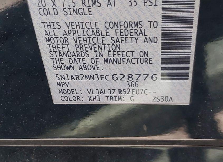 Photo 9 of 2014 Nissan Pathfinder PLATINUM (VIN 5N1AR2MN3EC628776)