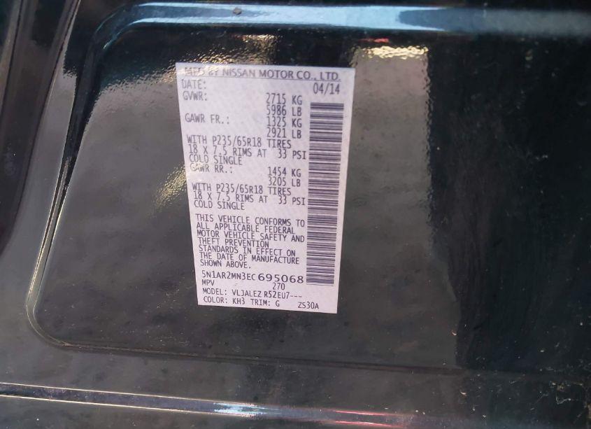 Photo 9 of 2014 Nissan Pathfinder SV (VIN 5N1AR2MN3EC695068)