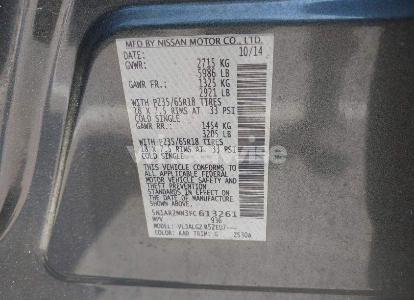 Photo 9 of 2015 Nissan Pathfinder SL (VIN 5N1AR2MN3FC613261)