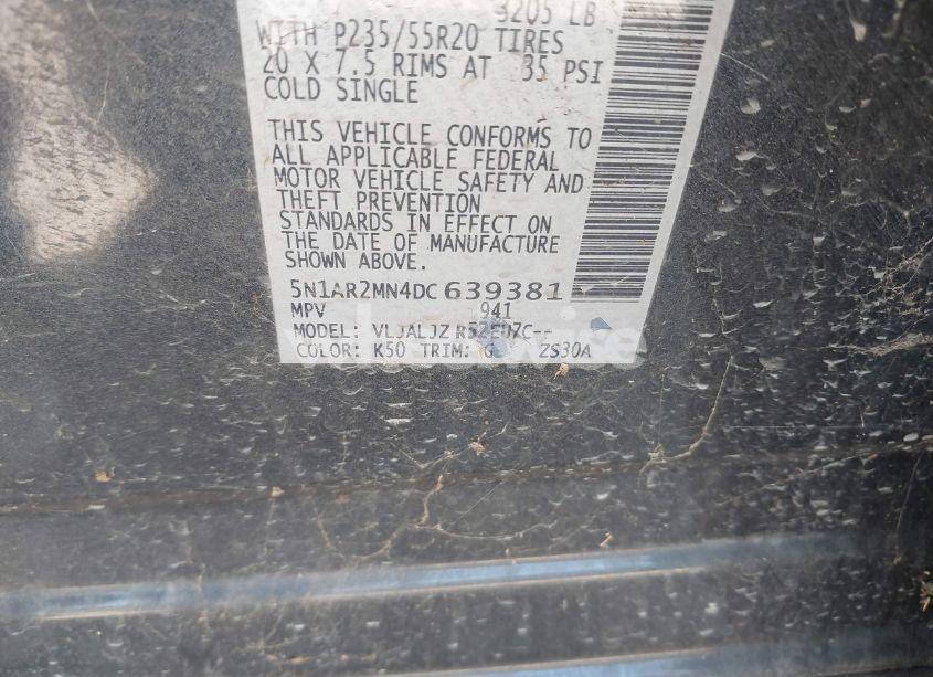 Photo 9 of 2013 Nissan Pathfinder PLATINUM (VIN 5N1AR2MN4DC639381)