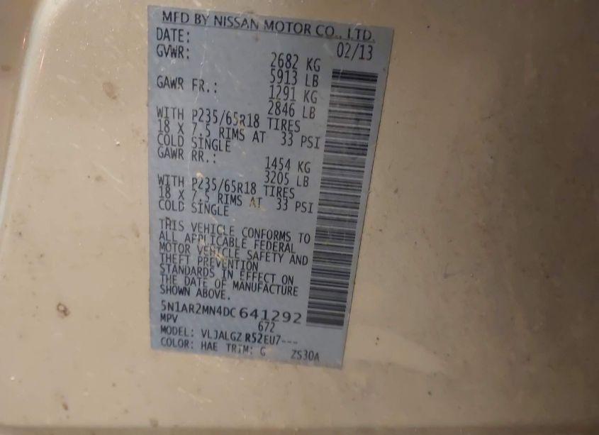 Photo 9 of 2013 Nissan Pathfinder SL (VIN 5N1AR2MN4DC641292)