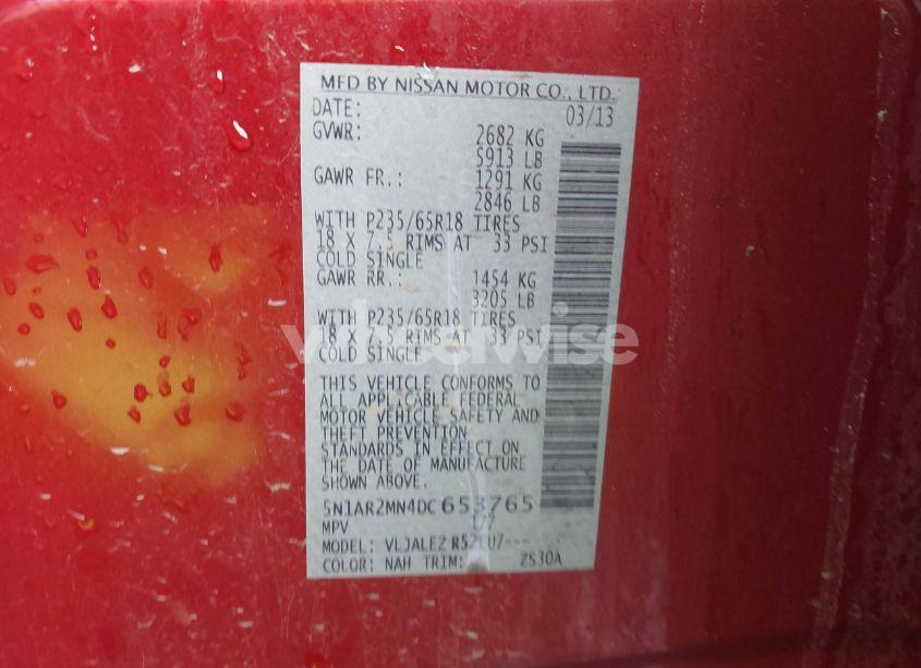 Photo 9 of 2013 Nissan Pathfinder SV (VIN 5N1AR2MN4DC653765)