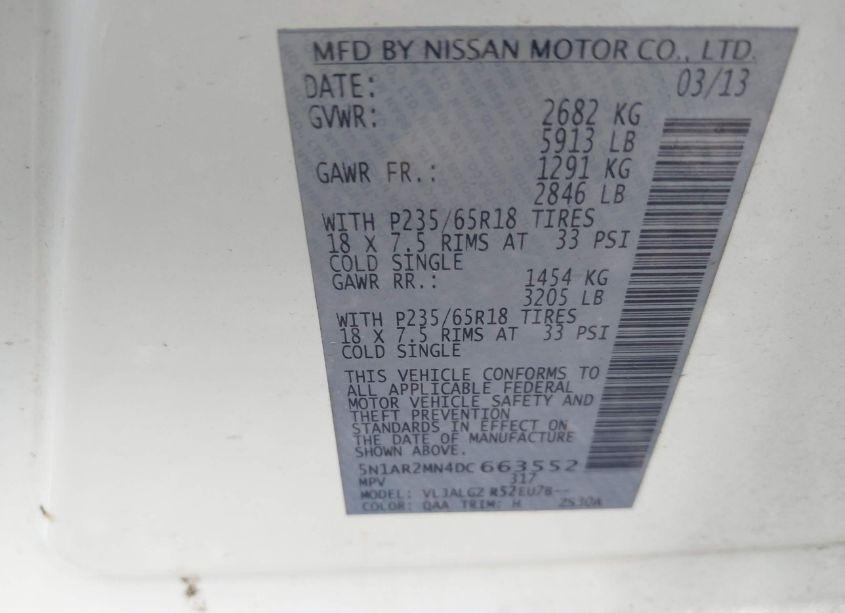 Photo 9 of 2013 Nissan Pathfinder SL (VIN 5N1AR2MN4DC663552)