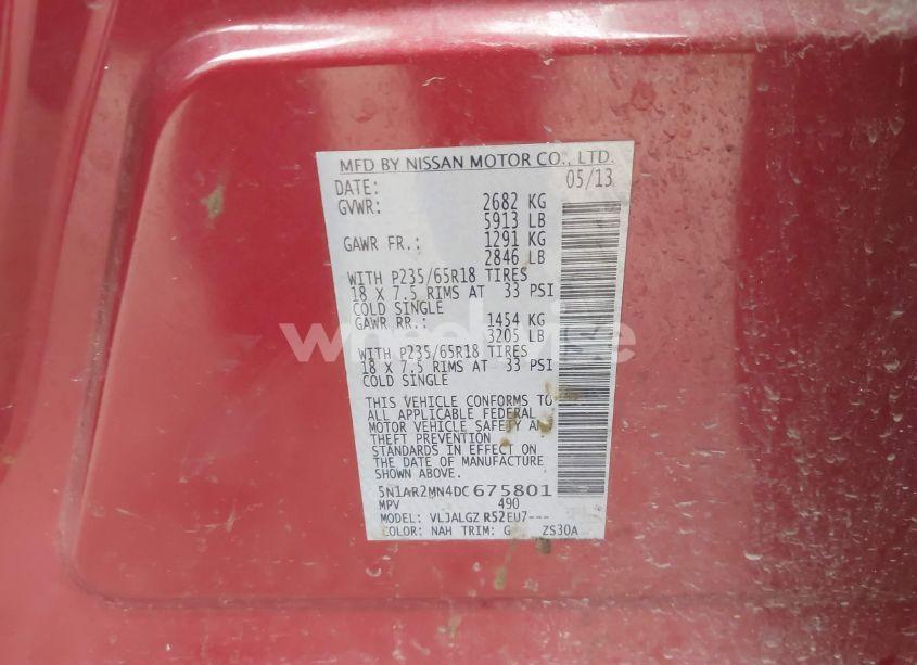 Photo 9 of 2013 Nissan Pathfinder SL (VIN 5N1AR2MN4DC675801)