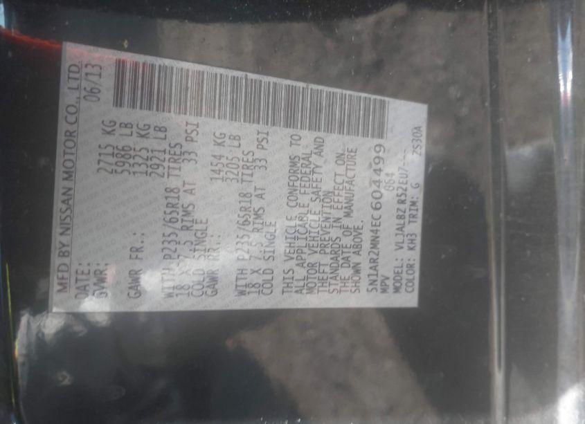 Photo 9 of 2014 Nissan Pathfinder S (VIN 5N1AR2MN4EC604499)