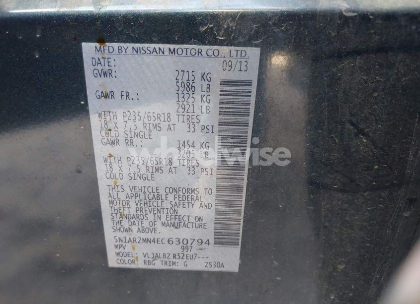 Photo 9 of 2014 Nissan Pathfinder S (VIN 5N1AR2MN4EC630794)