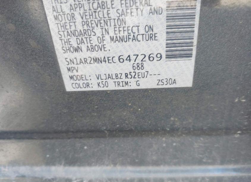 Photo 9 of 2014 Nissan Pathfinder S (VIN 5N1AR2MN4EC647269)