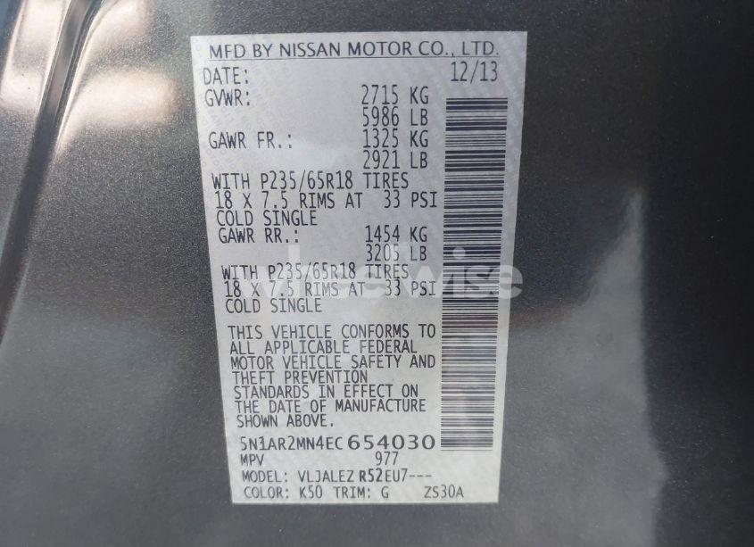 Photo 9 of 2014 Nissan Pathfinder SV (VIN 5N1AR2MN4EC654030)