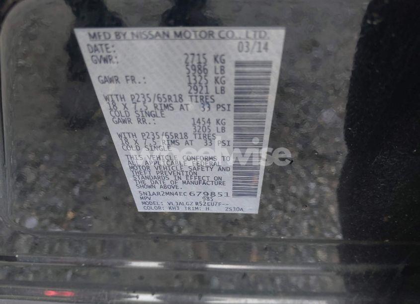 Photo 9 of 2014 Nissan Pathfinder SL (VIN 5N1AR2MN4EC679851)