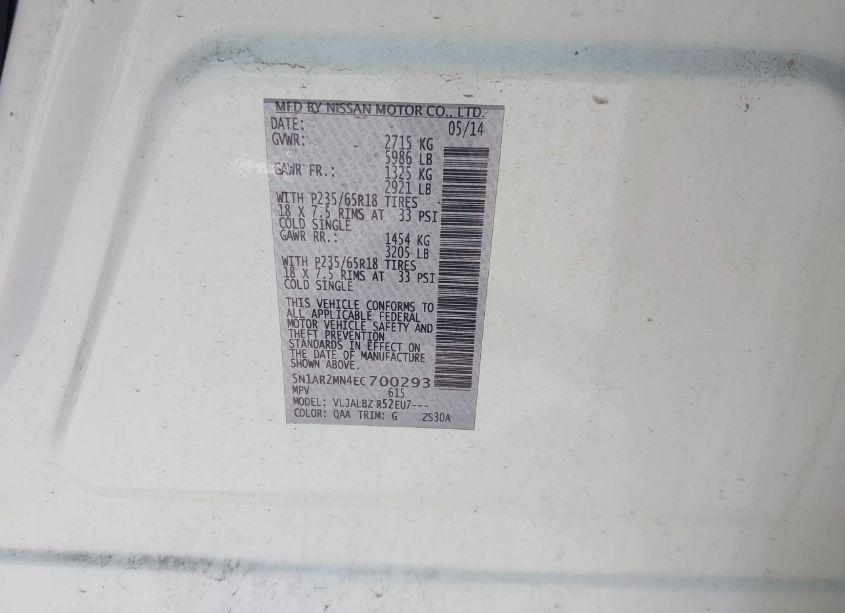 Photo 9 of 2014 Nissan Pathfinder S (VIN 5N1AR2MN4EC700293)