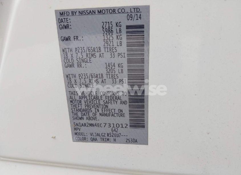 Photo 9 of 2014 Nissan Pathfinder SL (VIN 5N1AR2MN4EC731012)