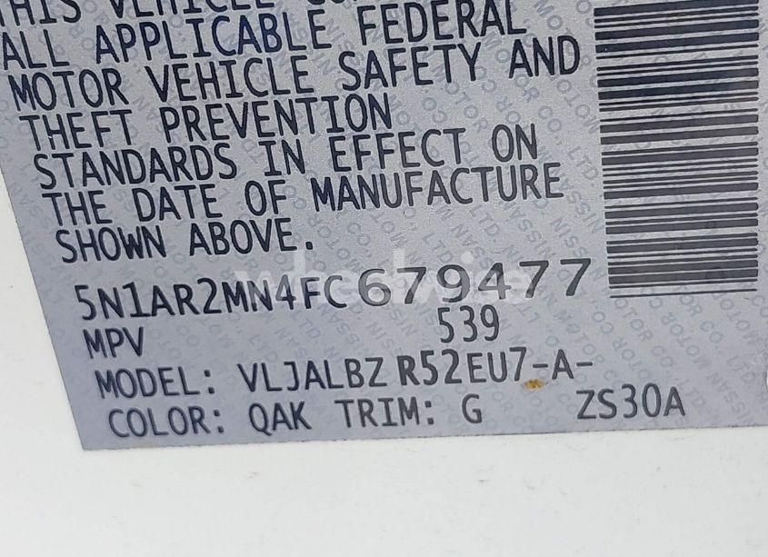 Photo 9 of 2015 Nissan Pathfinder S (VIN 5N1AR2MN4FC679477)