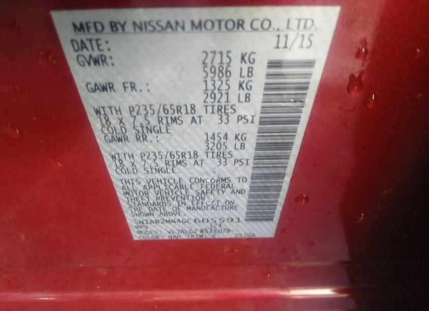 Photo 9 of 2016 Nissan Pathfinder SL (VIN 5N1AR2MN4GC605591)