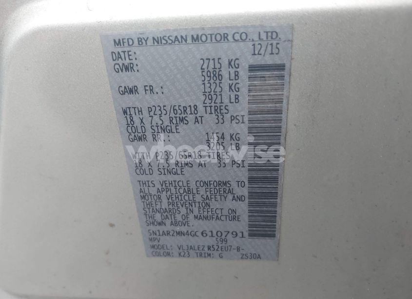 Photo 9 of 2016 Nissan Pathfinder (VIN 5N1AR2MN4GC610791)