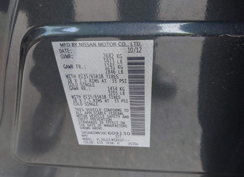 Photo 9 of 2013 Nissan Pathfinder SV (VIN 5N1AR2MN5DC609130)