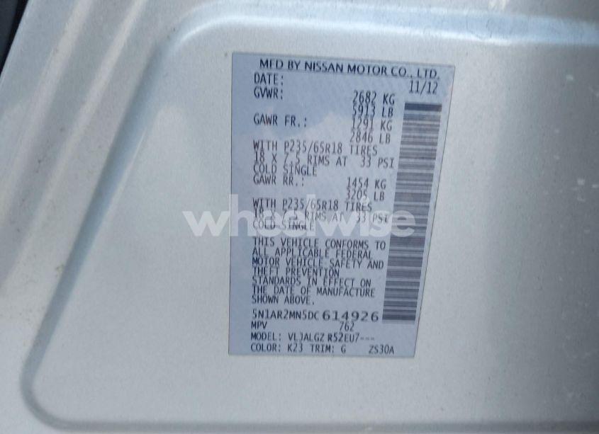 Photo 9 of 2013 Nissan Pathfinder SL (VIN 5N1AR2MN5DC614926)