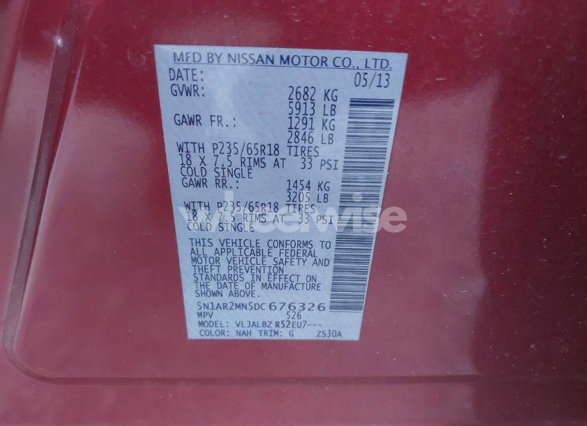 Photo 9 of 2013 Nissan Pathfinder S (VIN 5N1AR2MN5DC676326)