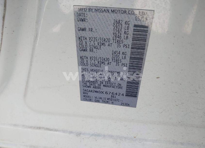 Photo 9 of 2013 Nissan Pathfinder PLATINUM (VIN 5N1AR2MN5DC676424)