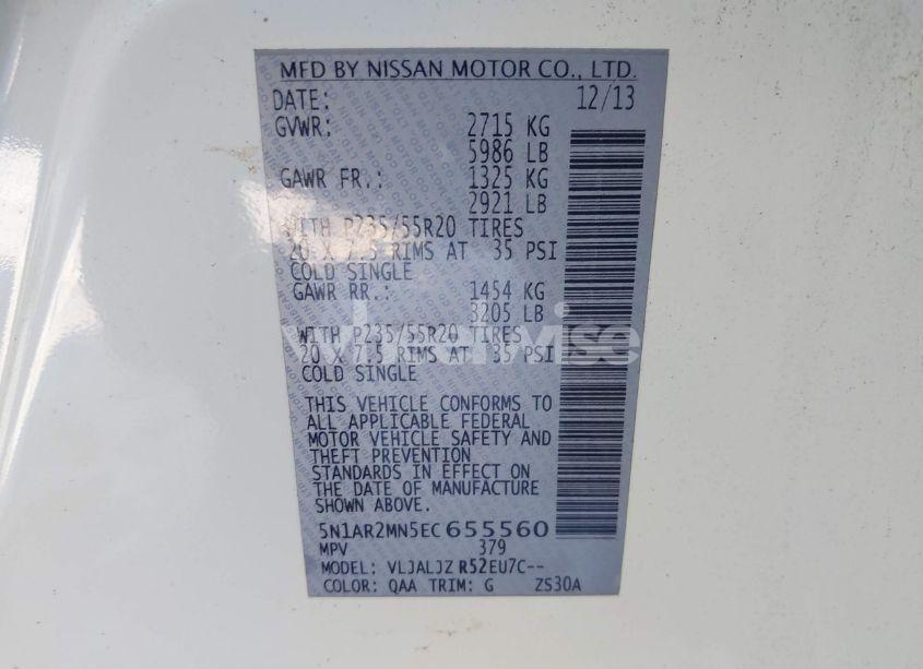 Photo 9 of 2014 Nissan Pathfinder PLATINUM (VIN 5N1AR2MN5EC655560)