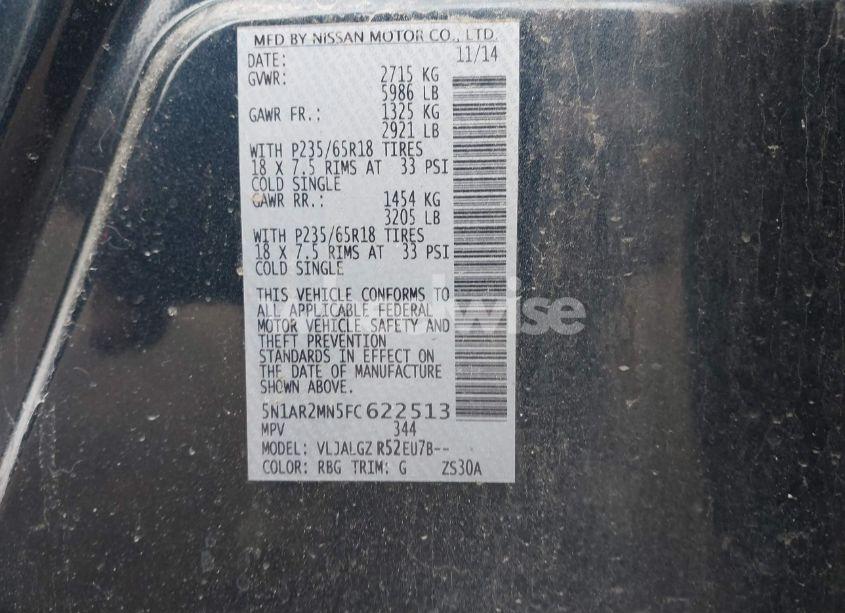 Photo 9 of 2015 Nissan Pathfinder SL (VIN 5N1AR2MN5FC622513)