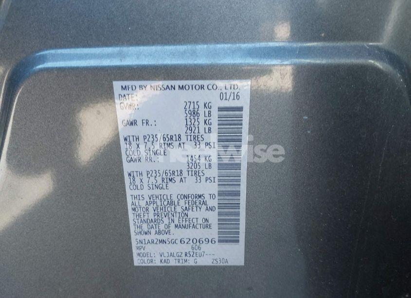 Photo 9 of 2016 Nissan Pathfinder SL (VIN 5N1AR2MN5GC620696)