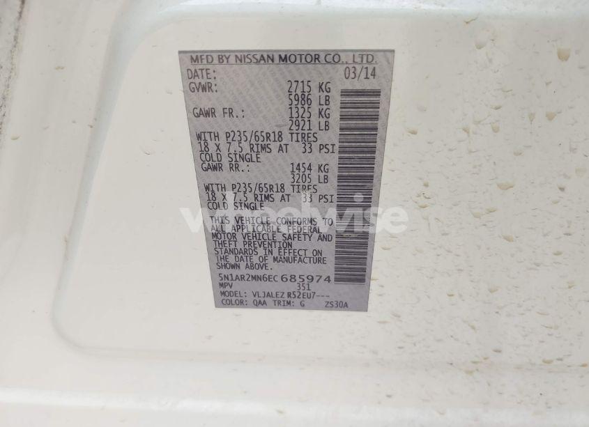 Photo 9 of 2014 Nissan Pathfinder SV (VIN 5N1AR2MN6EC685974)