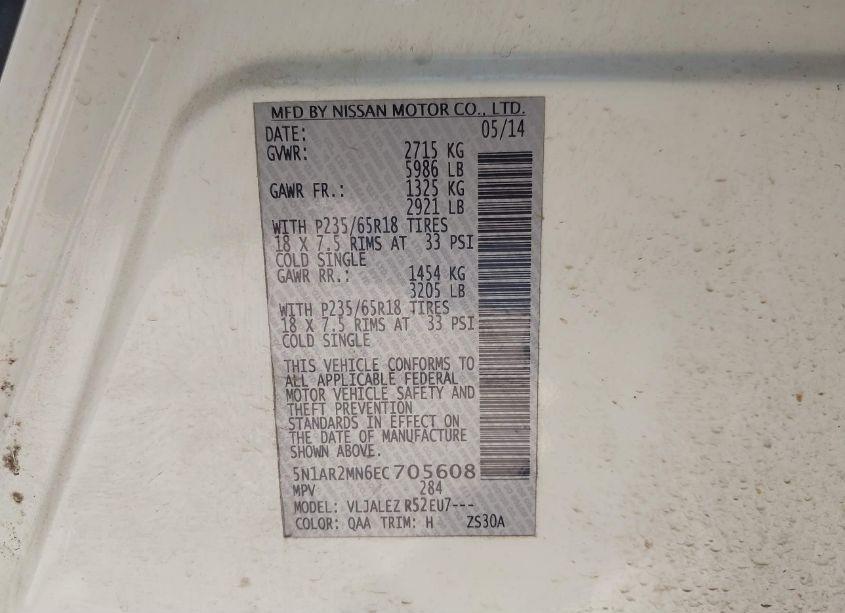 Photo 9 of 2014 Nissan Pathfinder SV (VIN 5N1AR2MN6EC705608)