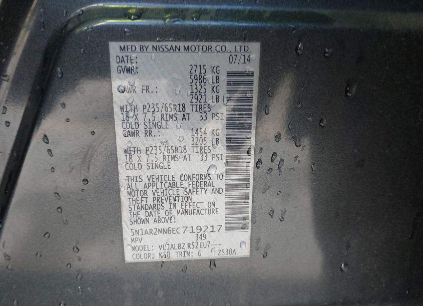 Photo 9 of 2014 Nissan Pathfinder S (VIN 5N1AR2MN6EC719217)