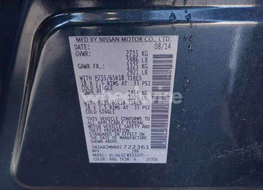 Photo 9 of 2014 Nissan Pathfinder SL (VIN 5N1AR2MN6EC722361)