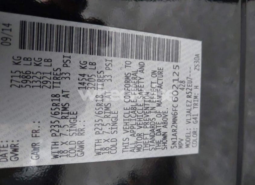 Photo 9 of 2015 Nissan Pathfinder SV (VIN 5N1AR2MN6FC602125)