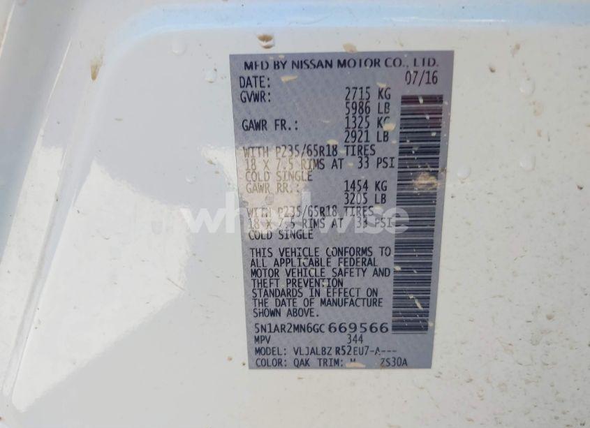 Photo 9 of 2016 Nissan Pathfinder S (VIN 5N1AR2MN6GC669566)